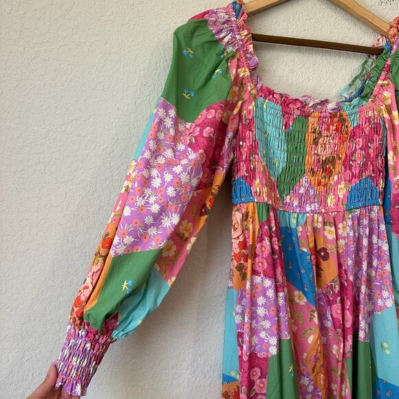SPELL & THE GYPSY Freda Dress Lolly Colorful Floral Puff Sleeve Boho - Picture 9 of 15
